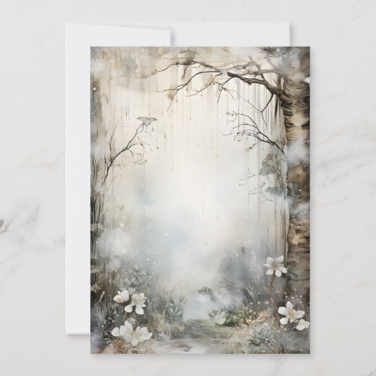 Fantasy Forest Mist Wedding Einladung (Rückseite)