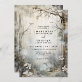 Fantasy Forest Mist Wedding Einladung (Vorne/Hinten)