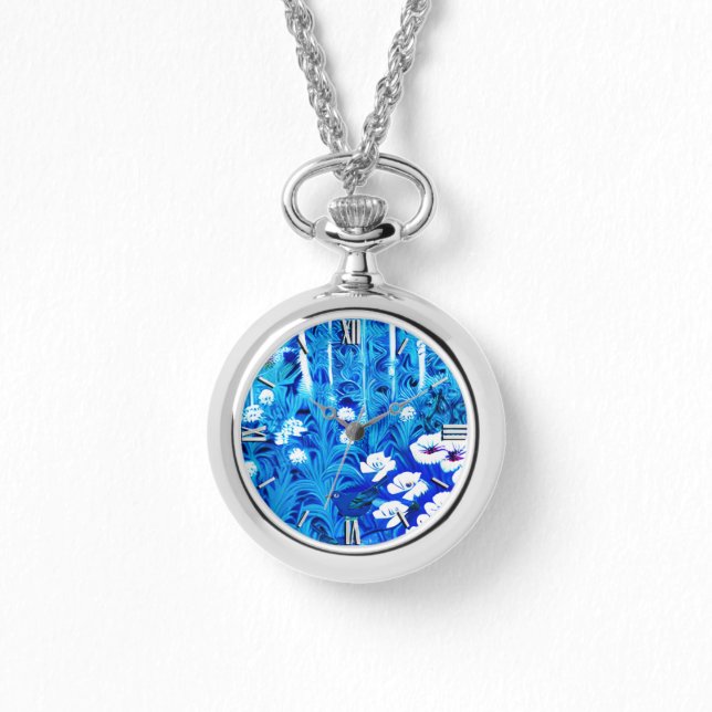 Fantasy Forest mit Blume und Vögeln Armbanduhr (Vorderseite)