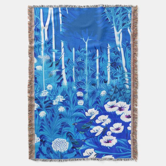 Fantasy Forest mit Blume und Vögeln Decke (Vorderseite Vertikal)