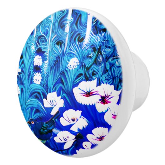 Fantasy Forest mit Blume und Vögeln Keramikknauf (Rechts)