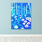 Fantasy Forest mit Blume und Vögeln Leinwanddruck (Insitu (Holzboden))