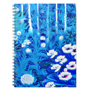 Fantasy Forest mit Blume und Vögeln Notizblock