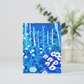 Fantasy Forest mit Blume und Vögeln Postkarte (Stehend Vorderseite)