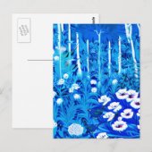 Fantasy Forest mit Blume und Vögeln Postkarte (Vorne/Hinten)