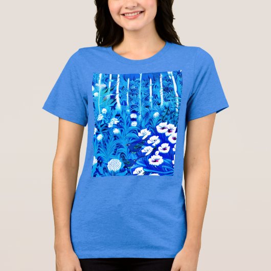 Fantasy Forest mit Blume und Vögeln Tri-Blend Shirt (Vorderseite)