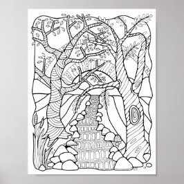 Fantasy Forest River Coloring Poster