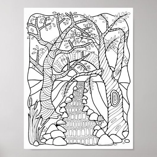 Fantasy Forest River Coloring Poster (Vorne)