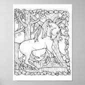 Fantasy Forest Trees Unicorn Poster (Vorne)