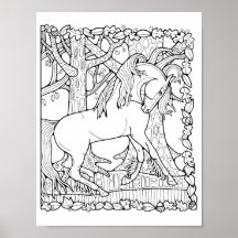 Fantasy Forest Trees Unicorn