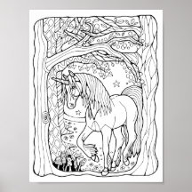 Fantasy Forest Unicorn Farbenspiel Kunst, Dichtung