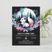 Fantasy Forest Wolf Birthday Einladung (Stehend Vorderseite)