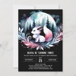 Fantasy Forest Wolf Birthday Einladung