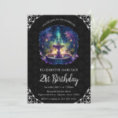 Fantasy Fountain Aquarell Night Fountain 21. Gebur Einladung (Stehend Vorderseite)