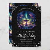 Fantasy Fountain Aquarell Night Fountain 21. Gebur Einladung (Vorne/Hinten)