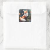 Fantasy Fox Nature Art Quadratischer Aufkleber (Tasche)