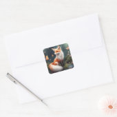 Fantasy Fox Nature Art Quadratischer Aufkleber (Umschlag)