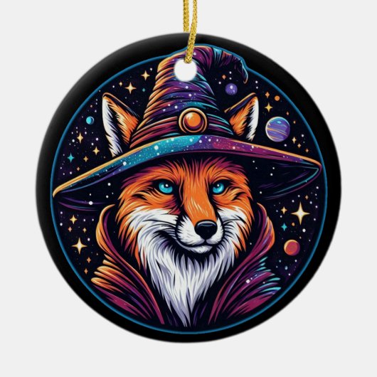 Fantasy Fox - Zauberer Keramik Ornament (Vorne)