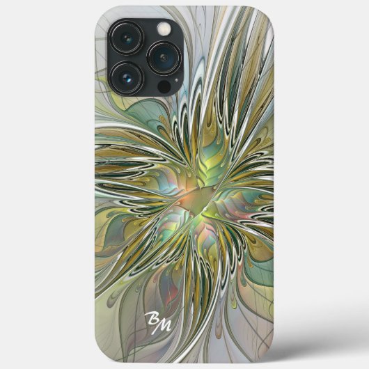 Fantasy Fraktal Blume mit Goldenen Initialen Case-Mate iPhone Hülle (Rückseite)