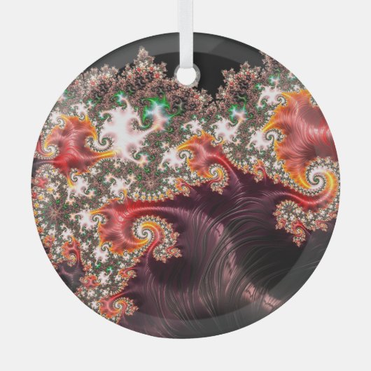 Fantasy Fraktal Forest Canopy Farbige Abstrakte Ornament Aus Glas (Vorderseite)