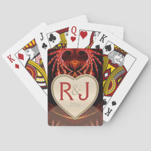 Fantasy Fraktale Initials Herz Personalisiert Spielkarten