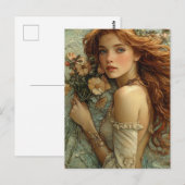 Fantasy-Frau mit Blumen Postkarte (Vorne/Hinten)