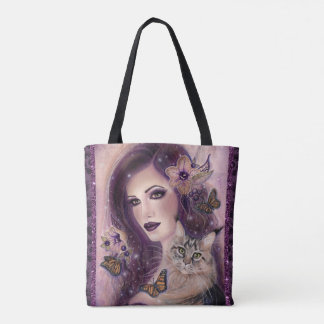Fantasy-Frauen mit Katze von Renee Lavoie Tasche