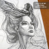 Fantasy Frauenportrait Vogelschädel Wings Surreal Leinwanddruck