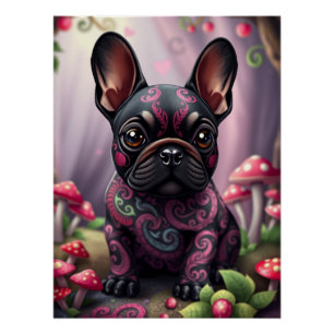 Fantasy French Bulldog Puppy Art Poster