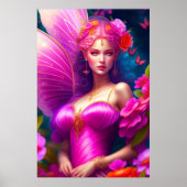 Fantasy Fuchsia Fairy Blume & Butterfliegen Poster (Vorne)