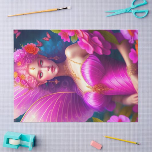 Fantasy Fuchsia Fairy Blume Schmetterlinge Decoupa Seidenpapier (Basteln)