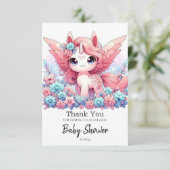 Fantasy Fun Unicorn Kinderdusche Dankeskarte (Stehend Vorderseite)