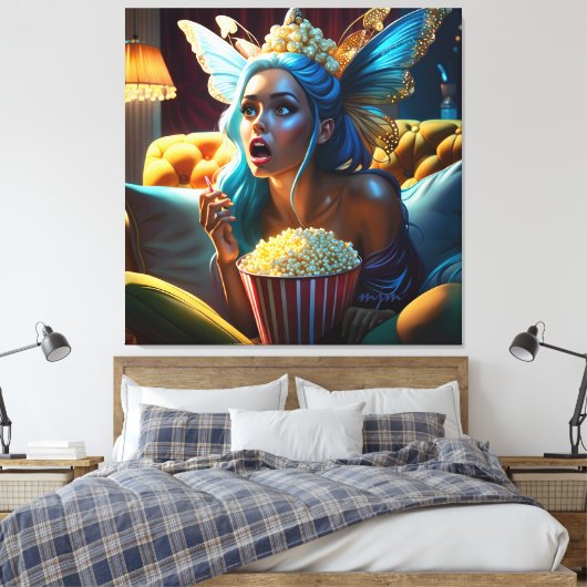 Fantasy Funny Schöne Fairy Watching Movie Leinwanddruck (Insitu (Schlafzimmer))