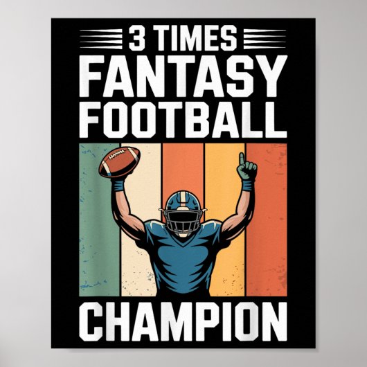 Fantasy-Fußball lustiger 3-maliger Champion Poster (Vorne)