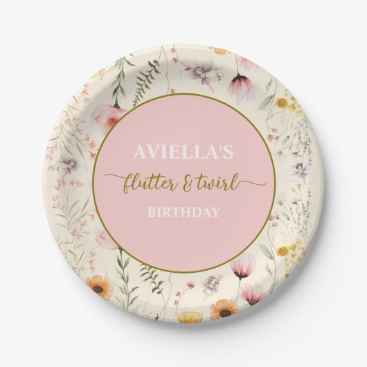 Fantasy Futter und Twirl Wildblume Pappteller (Vorderseite)