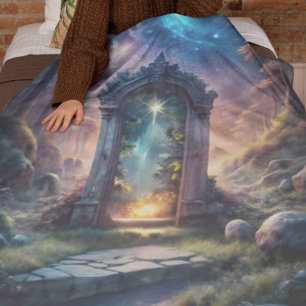 Fantasy Galaxy Portal - Mystische Tür Fleecedecke