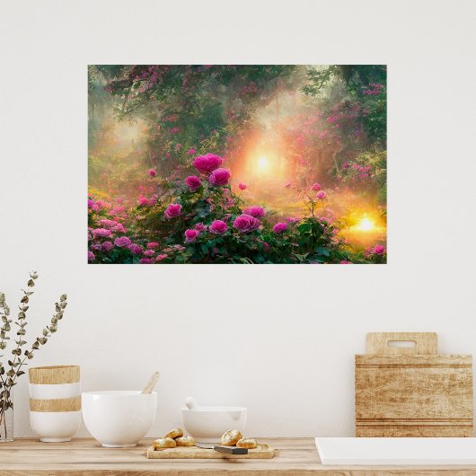 FANTASY Garden, Blume, Rose - Poster (Küche)