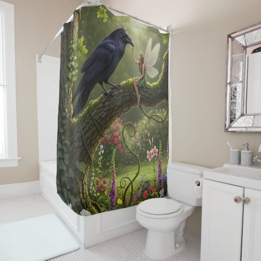 Fantasy Garden Fairy Raven Duschvorhang (Beispiel)