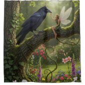 Fantasy Garden Fairy Raven Duschvorhang (Vorderseite)