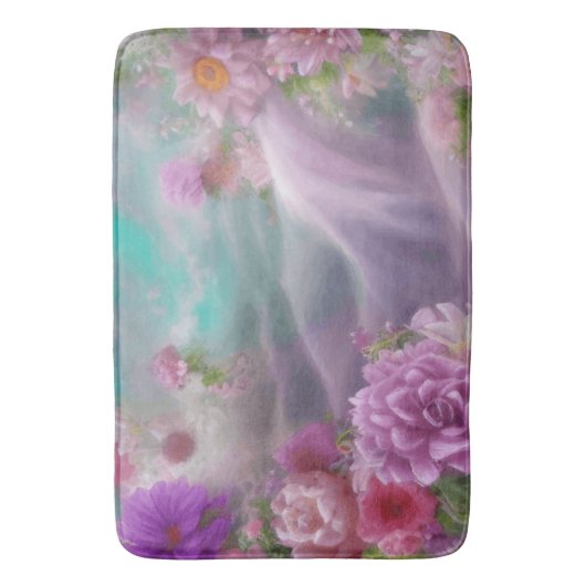 Fantasy Garden mit Blume und rosa Wasserfall Badematte (Vorderseite Vertikal)