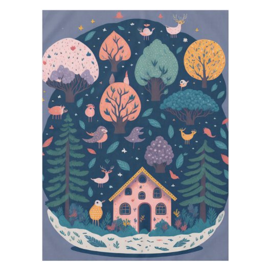 Fantasy-Garn Waldvögel und Bäume Tischdecke (Vorderseite)