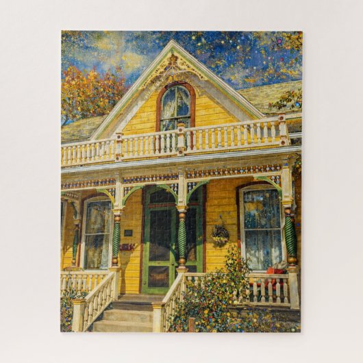Fantasy-Gelbes viktorianisches Haus Puzzle (Vertikal)