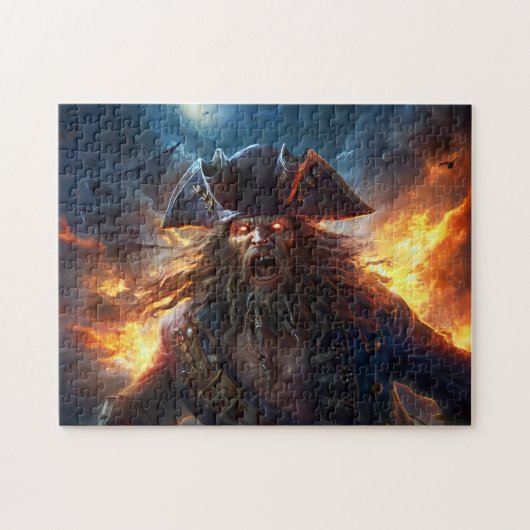 Fantasy-Gemälde Flammender Pirat in einer Kampfsze Puzzle (Horizontal)