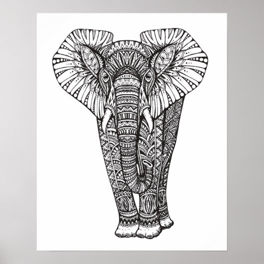 Fantasy Gemustert Elephant Doodle 2 Poster (Vorne)