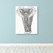 Fantasy Gemustert Elephant Doodle 6 Leinwanddruck (Insitu (Holzboden))