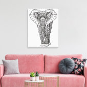 Fantasy Gemustert Elephant Doodle 6 Leinwanddruck (Insitu (Wohnzimmer))