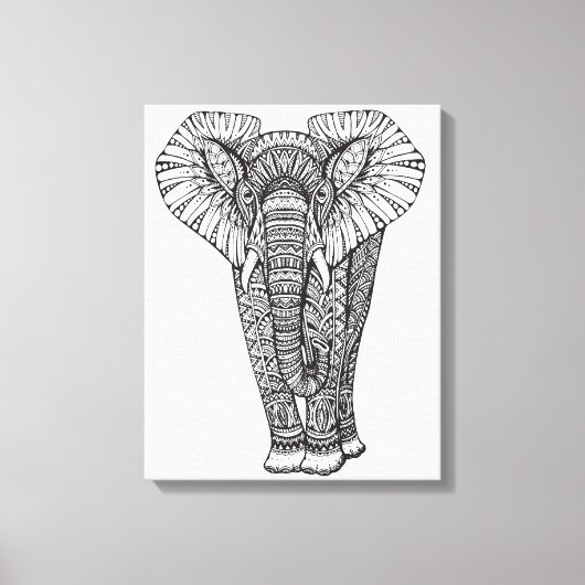 Fantasy Gemustert Elephant Doodle 6 Leinwanddruck (Vorderseite)