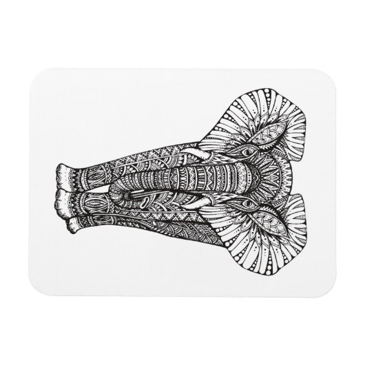 Fantasy Gemustert Elephant Doodle Magnet (Horizontal)