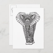 Fantasy Gemustert Elephant Doodle Postkarte (Vorne/Hinten)