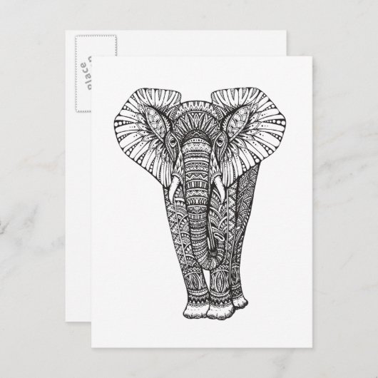 Fantasy Gemustert Elephant Doodle Postkarte (Vorne/Hinten)